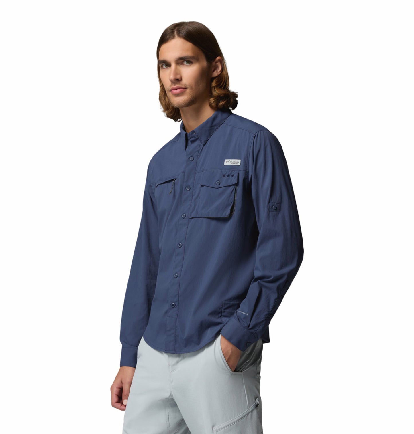 Columbia Men's Navy Blue Wild Cast Long Sleeve Shirt with Omni-Shade