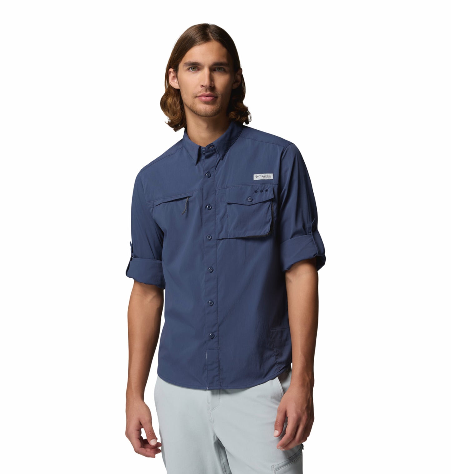 Columbia Men's Navy Blue Wild Cast Long Sleeve Shirt with Omni-Shade