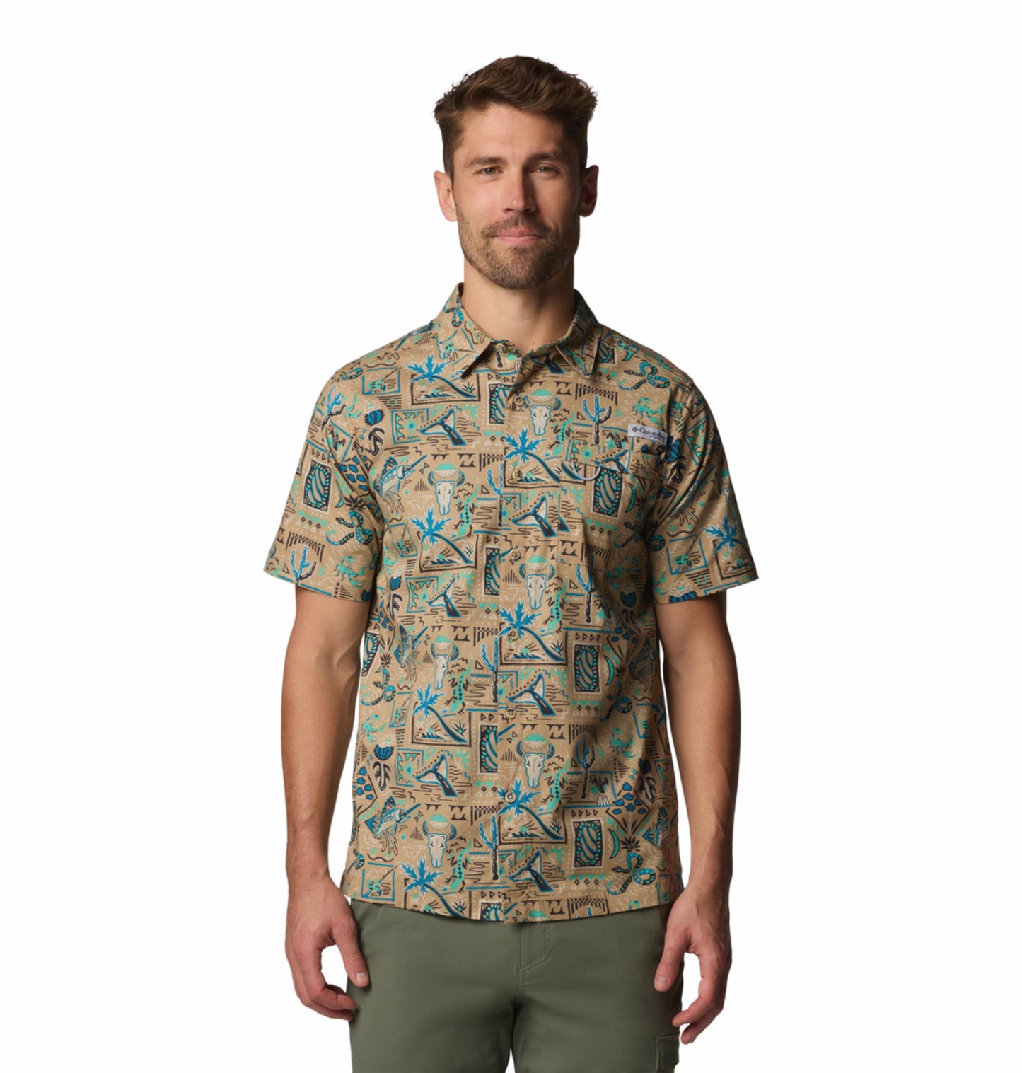 Columbia Mens Multicolor Wild Cast Camp Shirt