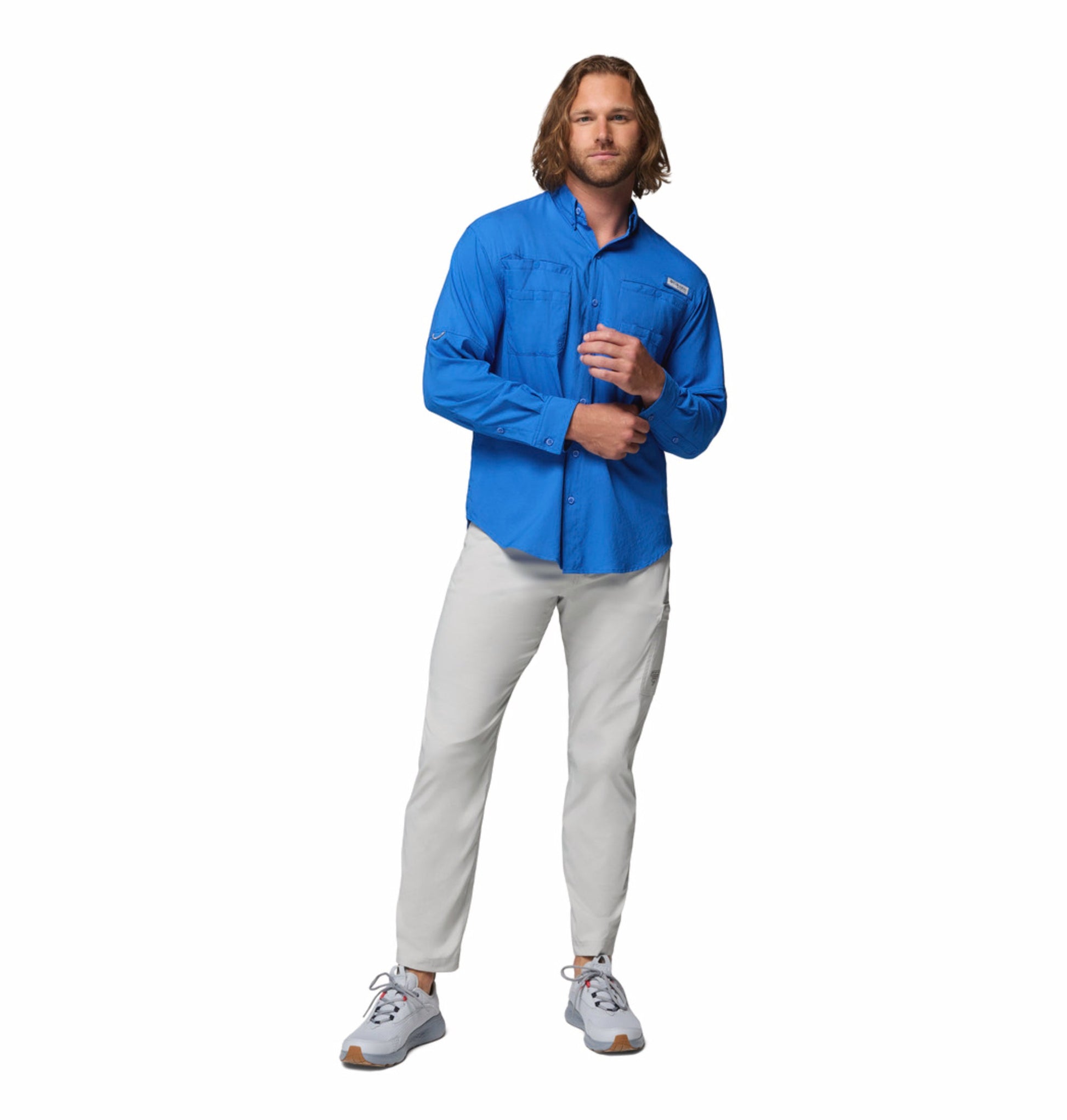 men blue omni shade tamiami ii long sleeve shirt plus size