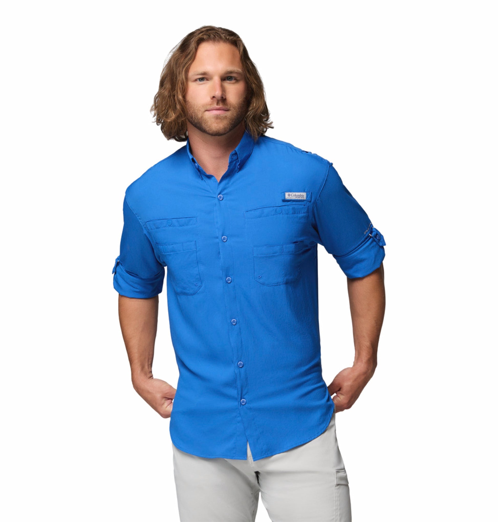 men blue omni shade tamiami ii long sleeve shirt plus size