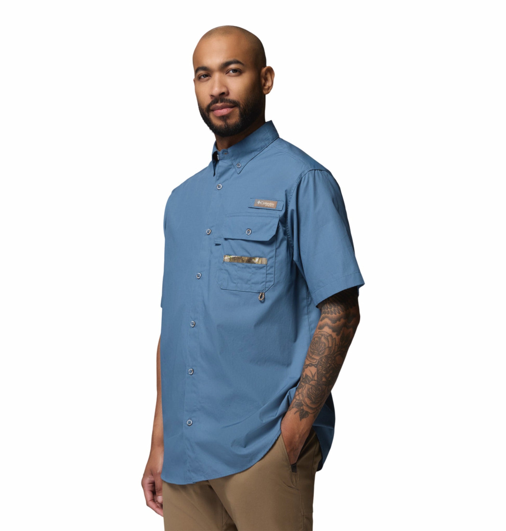 men blue sharptail short sleeve shirt