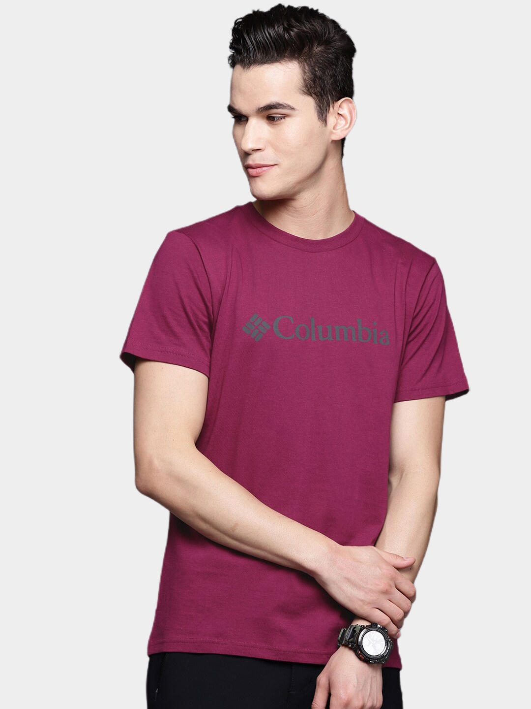 Columbia Men Maroon CSC Basic Logo Short Sleeve T-Shirt