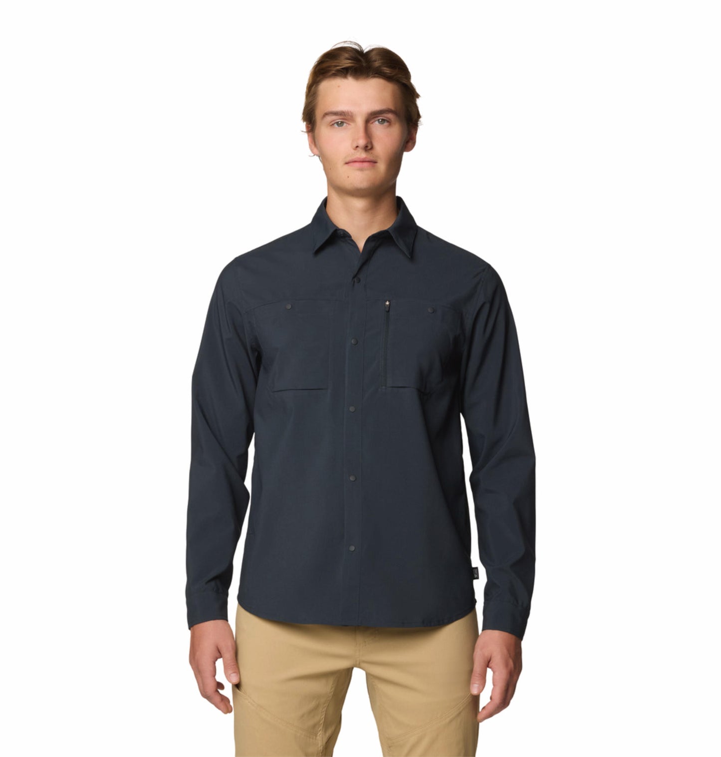 Mountain Hardwear Men Grey UPF 50 Trail Sender Shirt (Sun Protection)