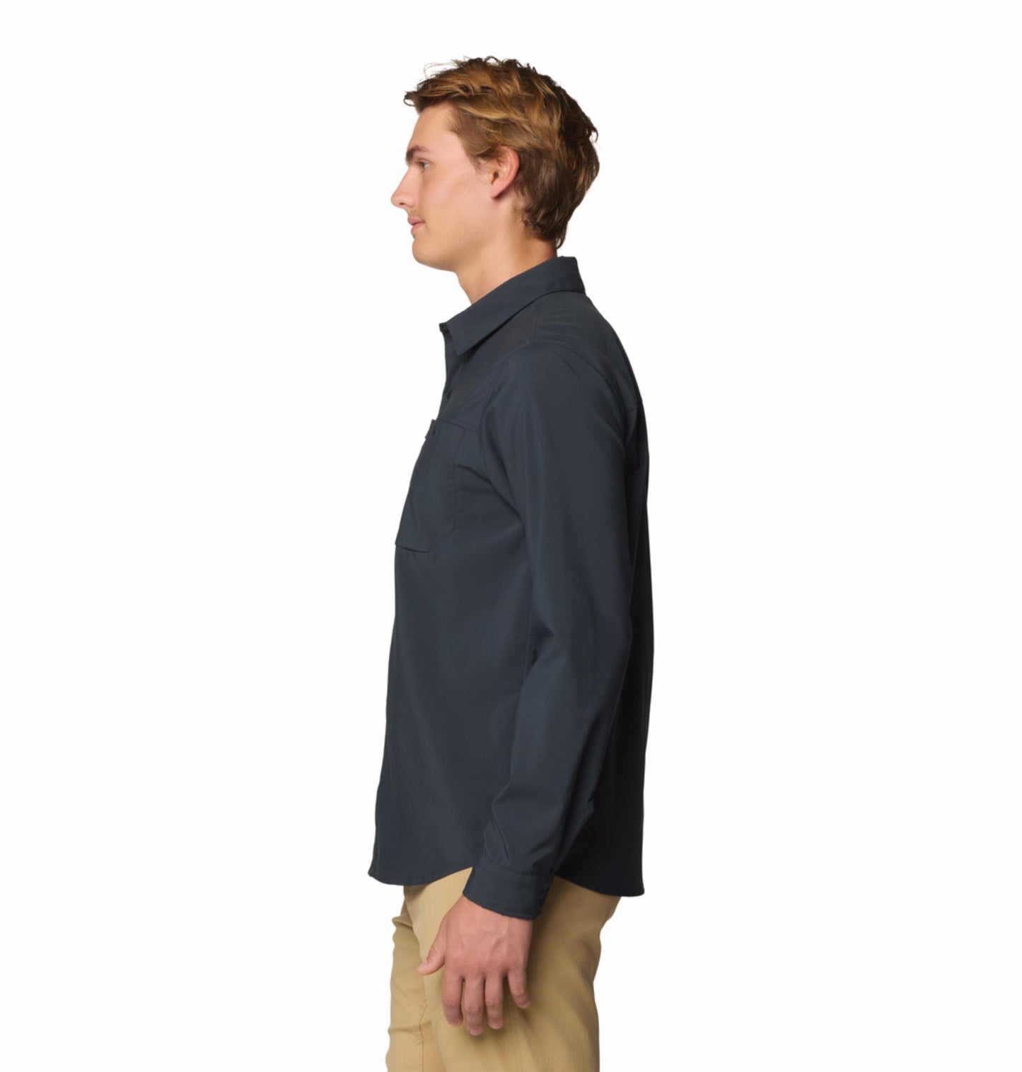 Mountain Hardwear Men Grey UPF 50 Trail Sender Shirt (Sun Protection)