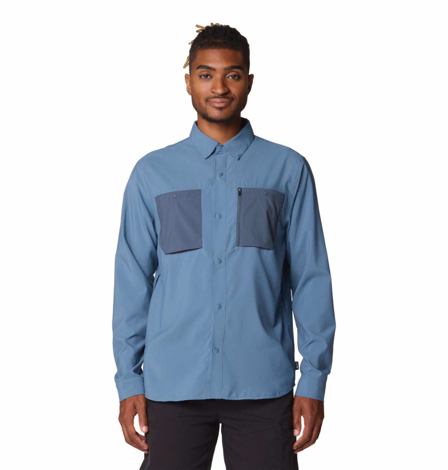 Mountain Hardwear Men Blue UPF 50 Trail Sender Shirt (Sun Protection)