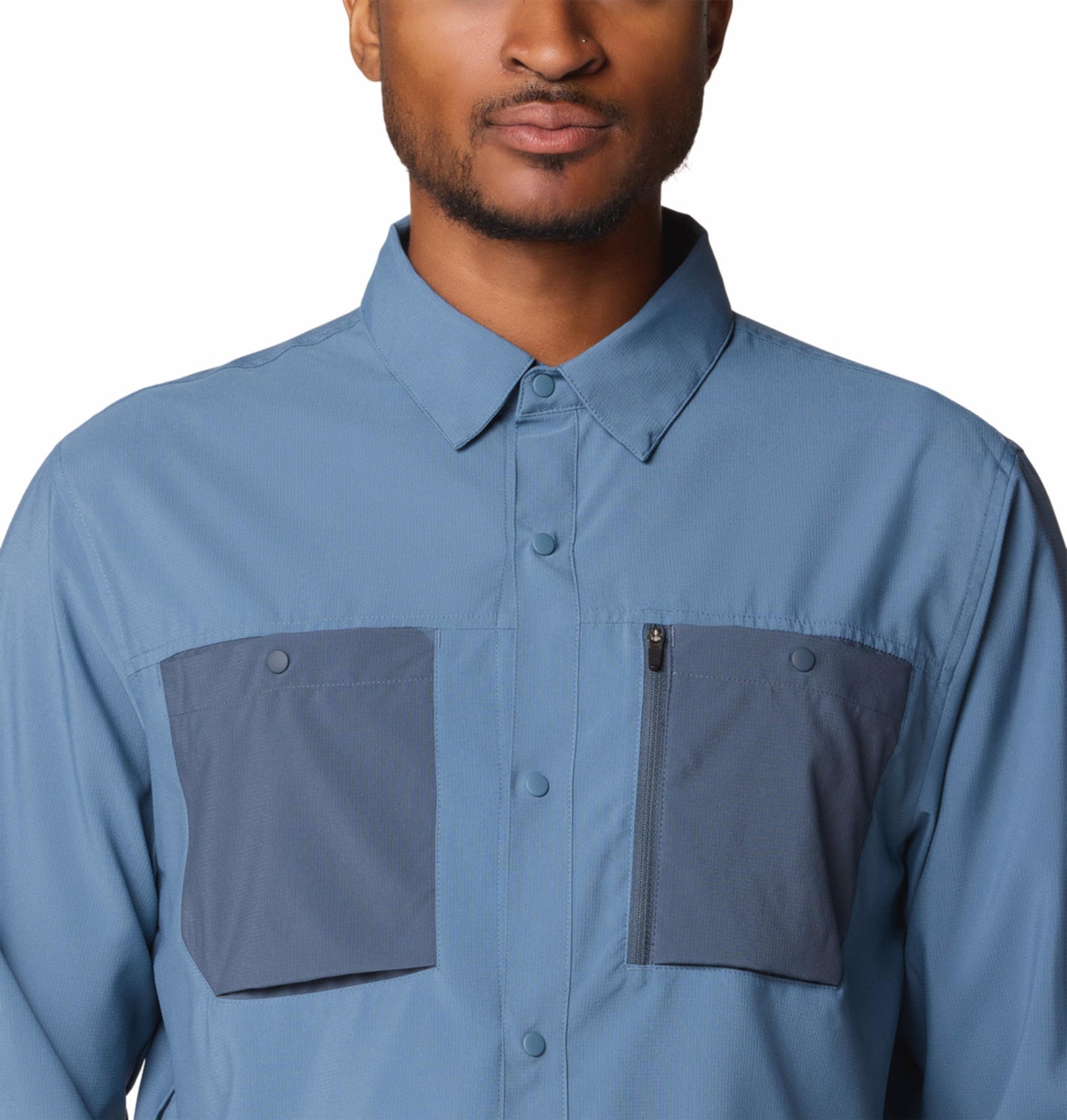 Mountain Hardwear Men Blue UPF 50 Trail Sender Shirt (Sun Protection)