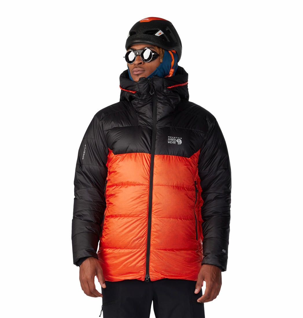 Mountain Hardwear Men Orange PERTEX Phantom Belay Parka Down Jacket