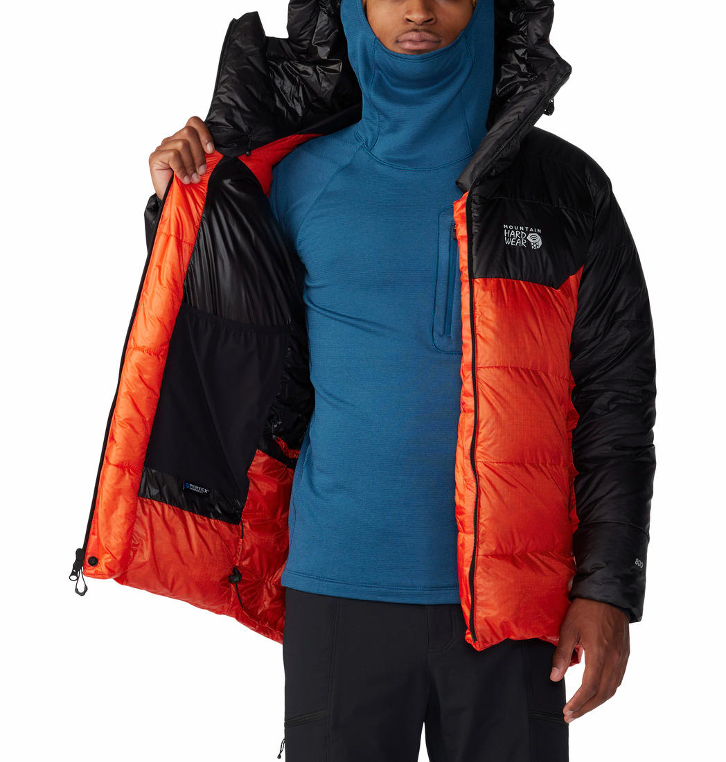 Mountain Hardwear Men Orange PERTEX Phantom Belay Parka Down Jacket