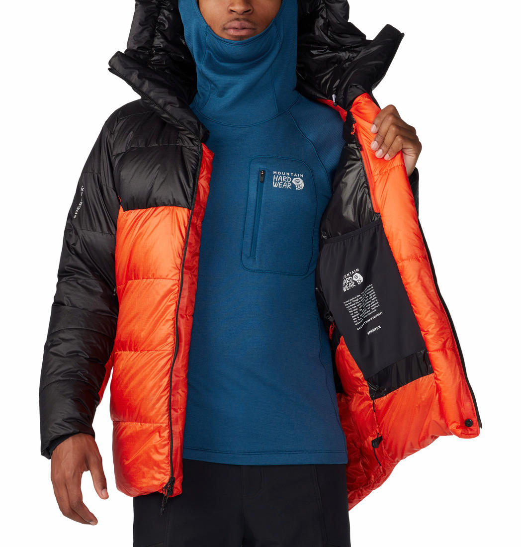 Mountain Hardwear Men Orange PERTEX Phantom Belay Parka Down Jacket