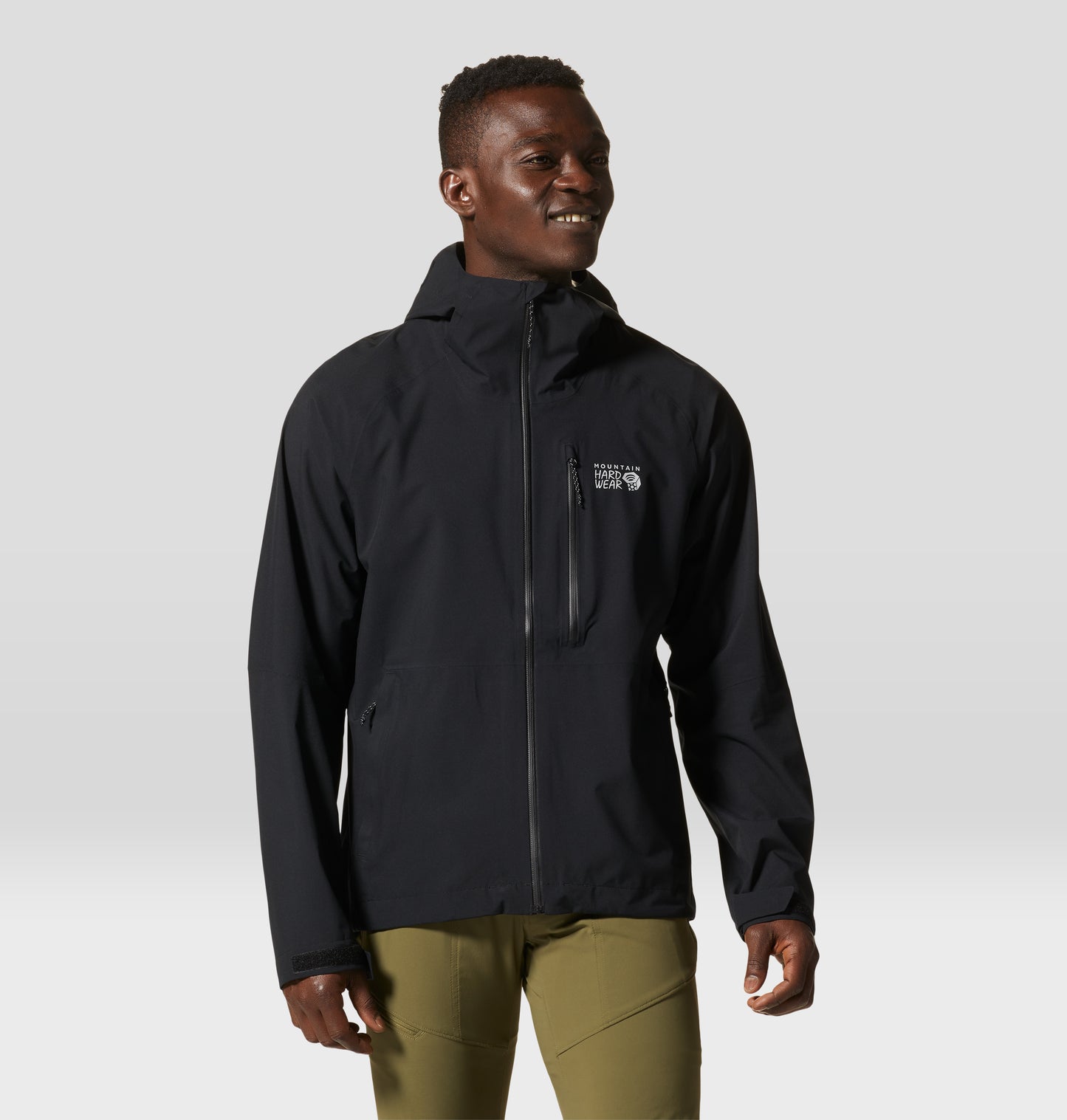 Mountain Hardwear Men Black Dry.Q Stretch Ozonic Rain Jacket