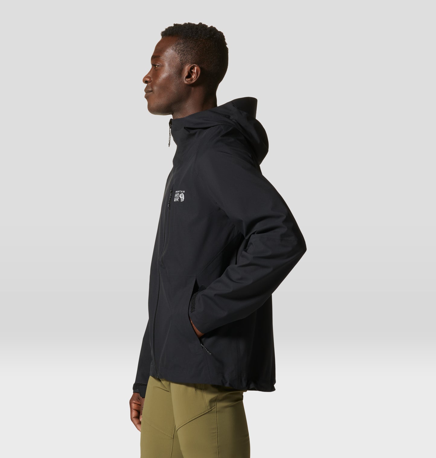 Mountain Hardwear Men Black Dry.Q Stretch Ozonic Rain Jacket