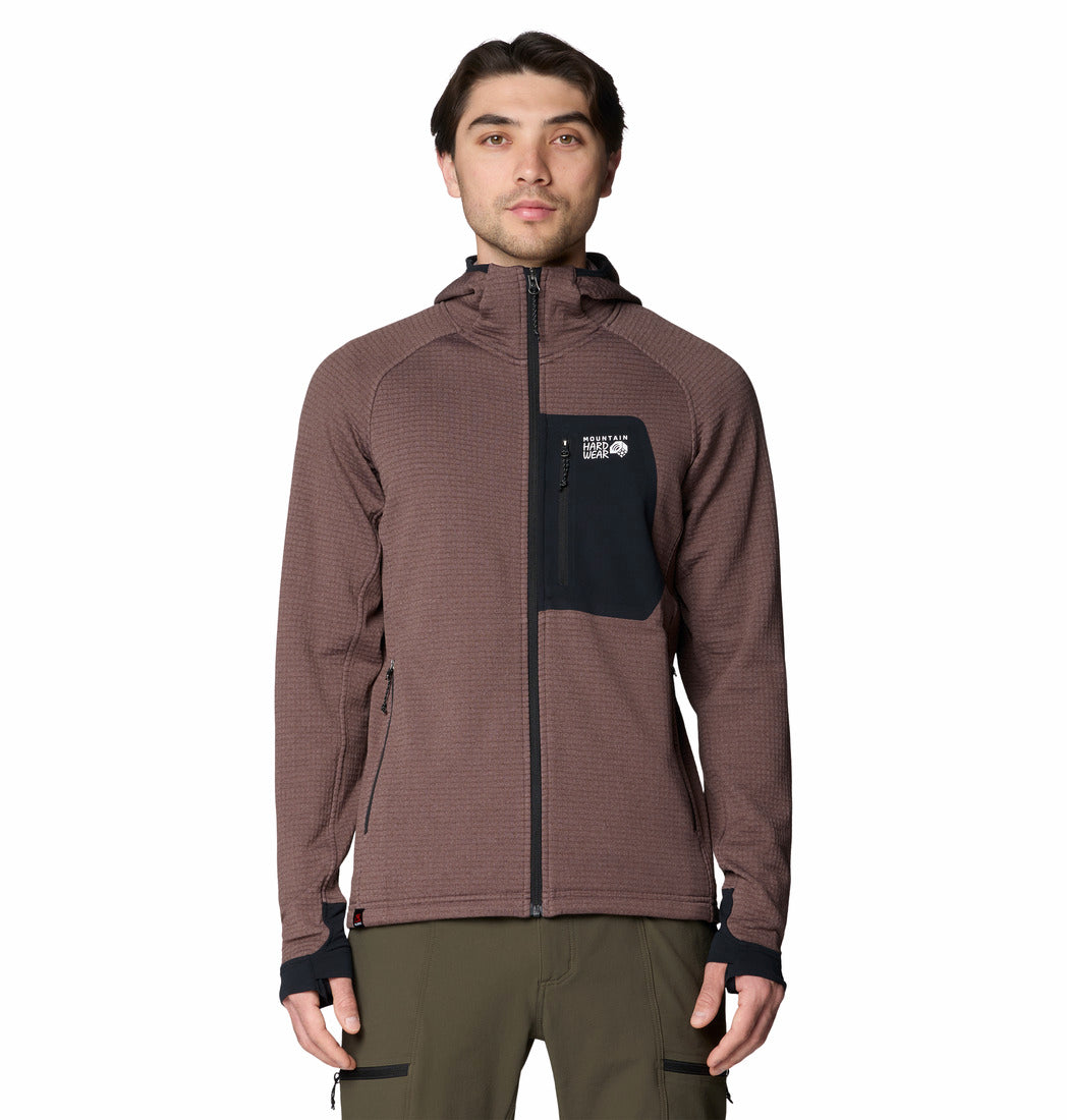 Mountain Hardwear Men Brown Polartec Power Grid Full Zip Hoody