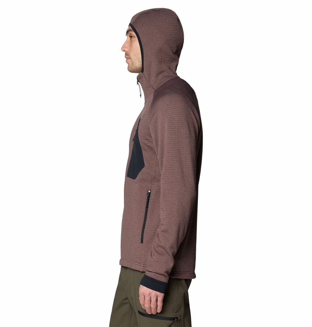 Mountain Hardwear Men Brown Polartec Power Grid Full Zip Hoody