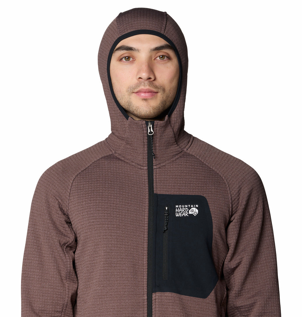 Mountain Hardwear Men Brown Polartec Power Grid Full Zip Hoody