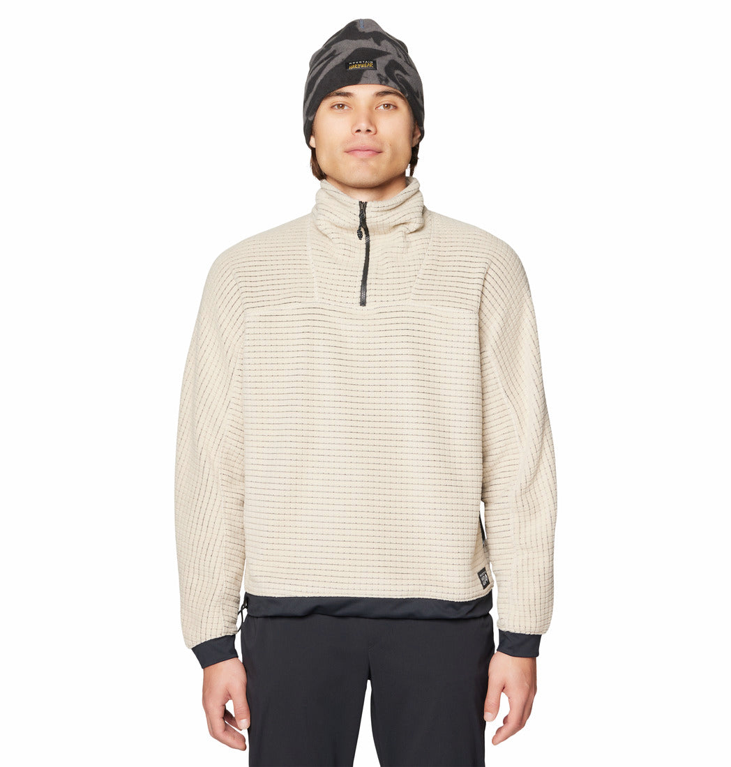 Mountain Hardwear Men Beige Summit Grid Big Grid Half Zip Fleece