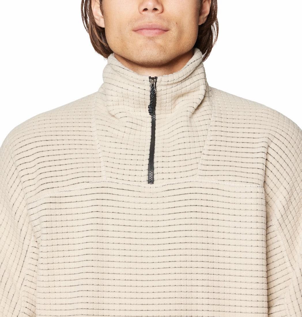 Mountain Hardwear Men Beige Summit Grid Big Grid Half Zip Fleece