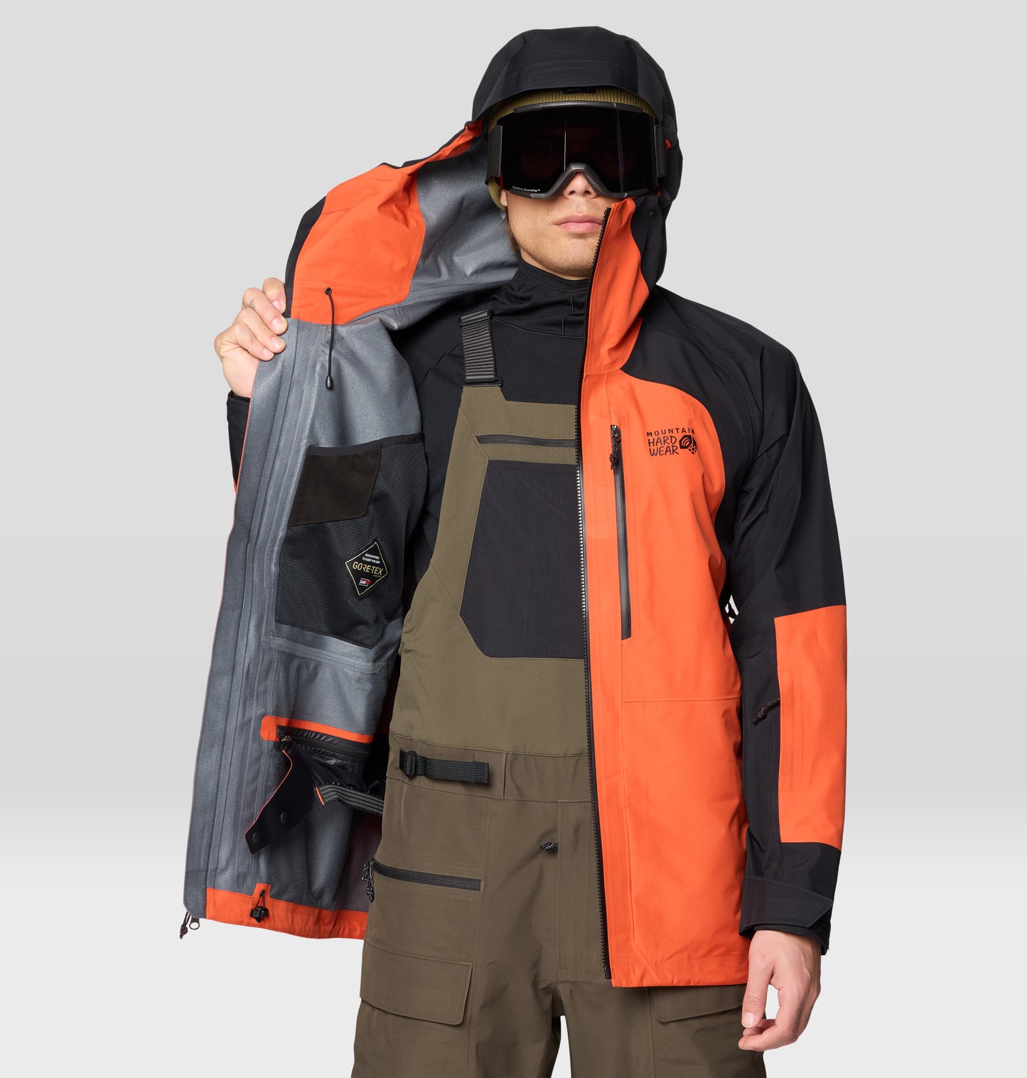 Mountain Hardwear Men Orange Boundary Ridge GORE-TEX Rain Jacket L