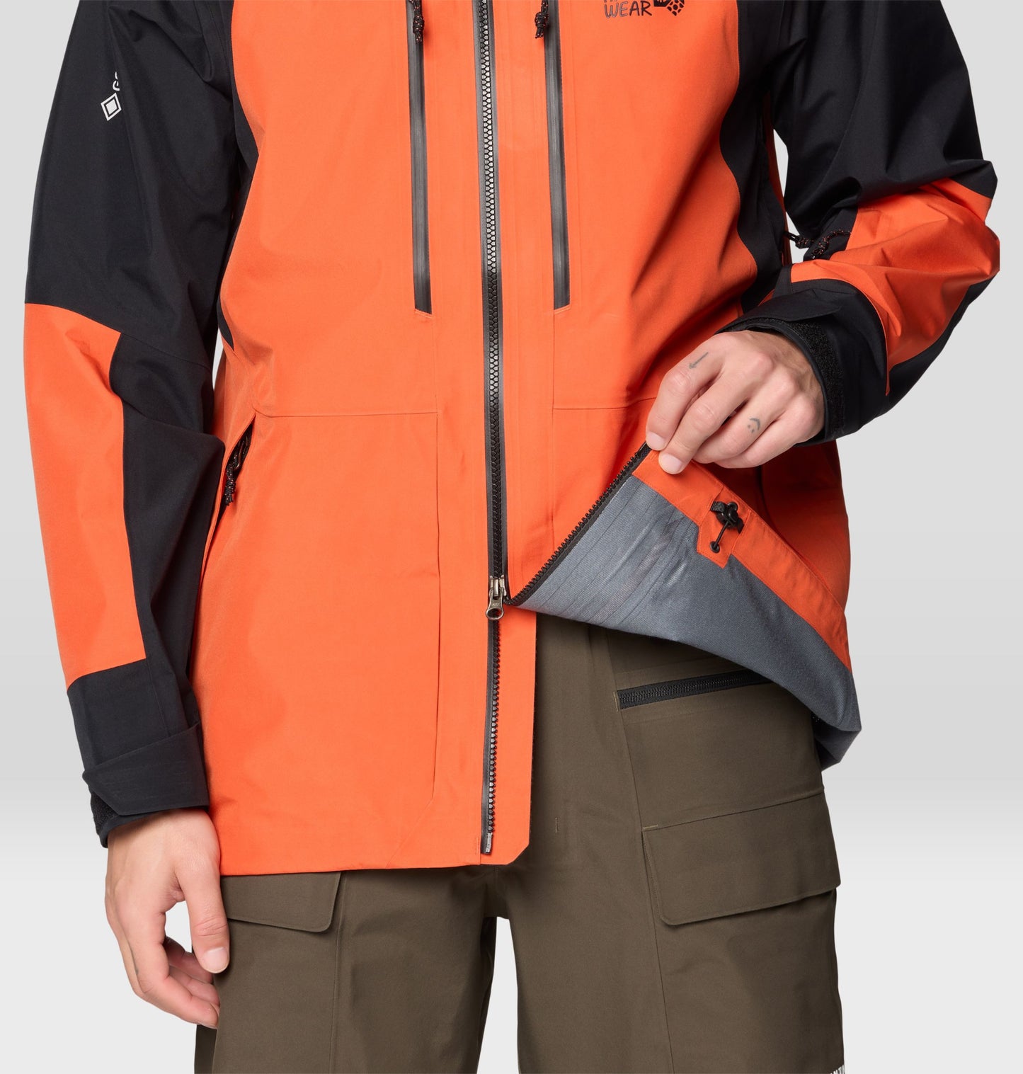 Mountain Hardwear Men Orange Boundary Ridge GORE-TEX Rain Jacket
