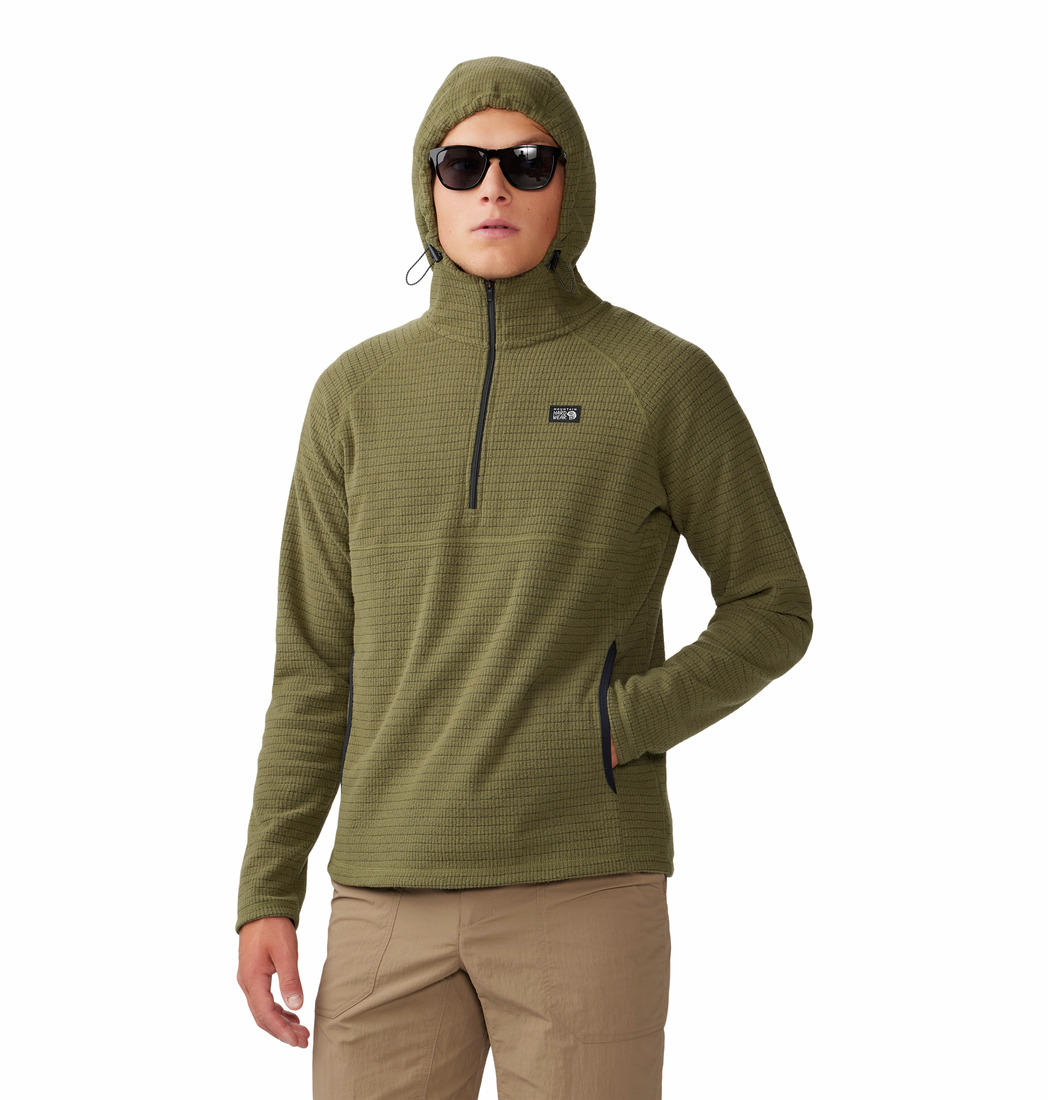 Mountain Hardwear Mens Green Summit Grid Hoody