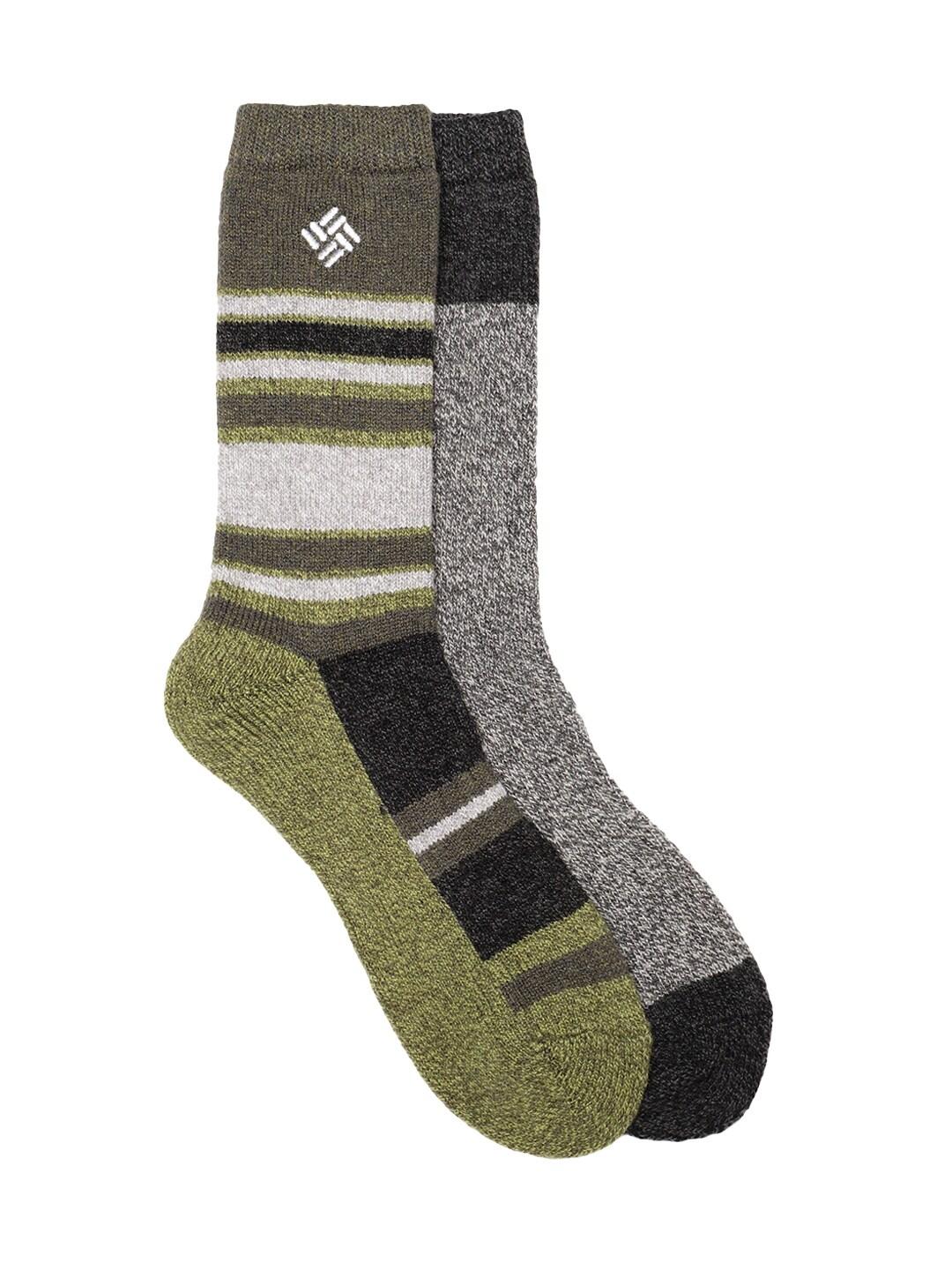 Columbia Men Grey Repreve Marl Stripe Wool Crew  (2 Pair) (Non Returnable)