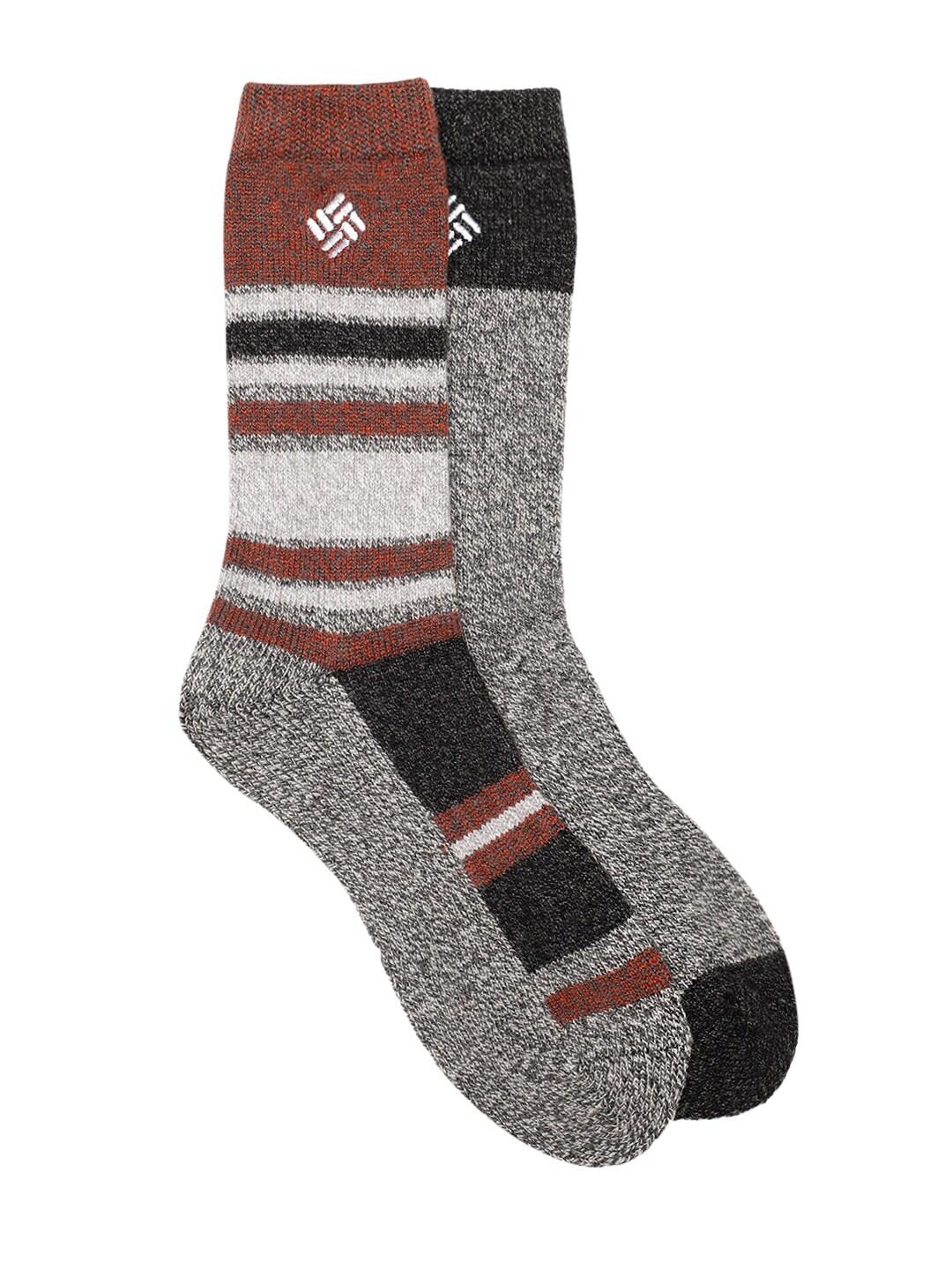 Columbia Men Grey Repreve Marl Stripe Wool Crew  (2 Pair) (Non Returnable)