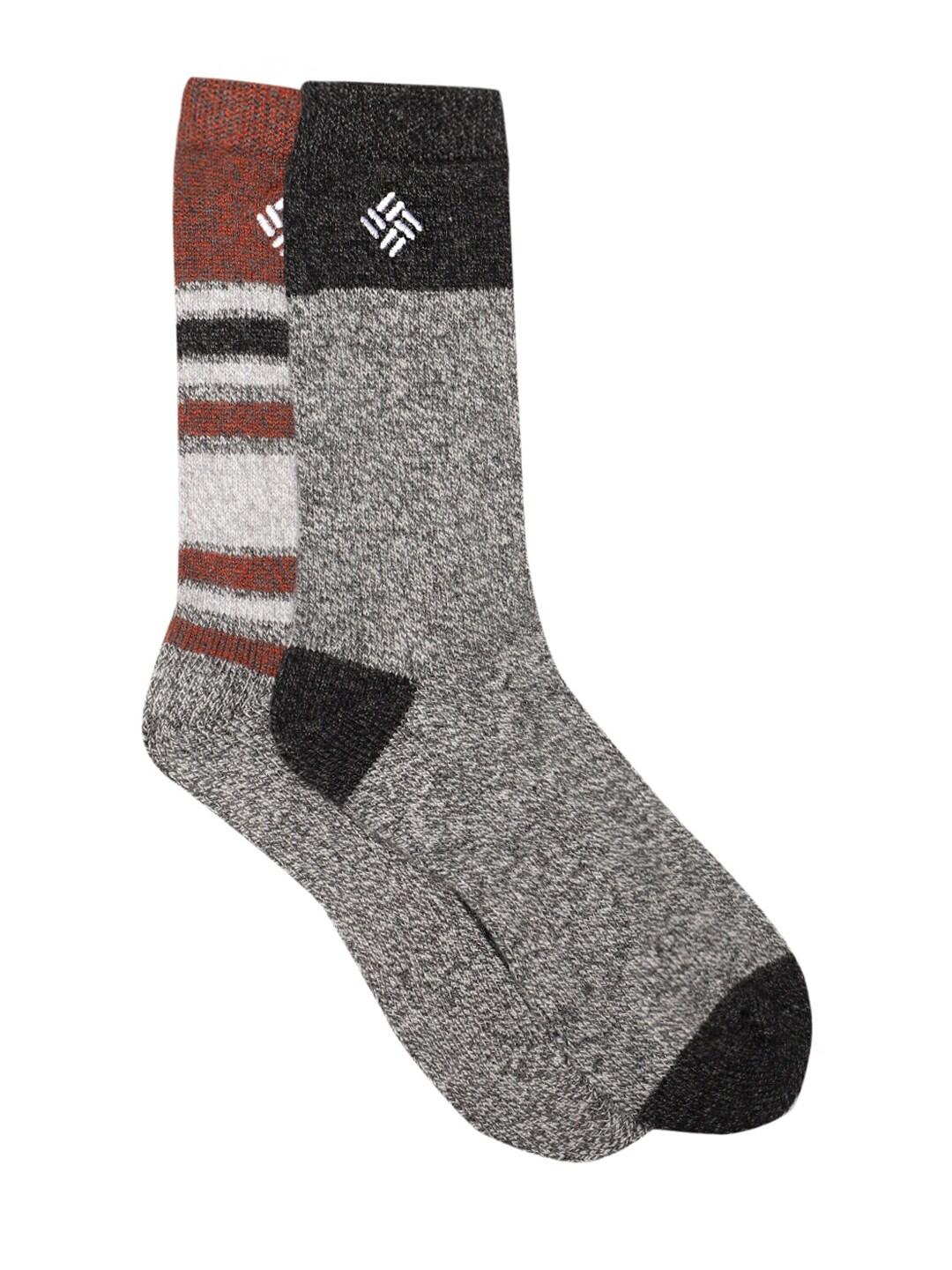 Columbia Men Grey Repreve Marl Stripe Wool Crew  (2 Pair) (Non Returnable)