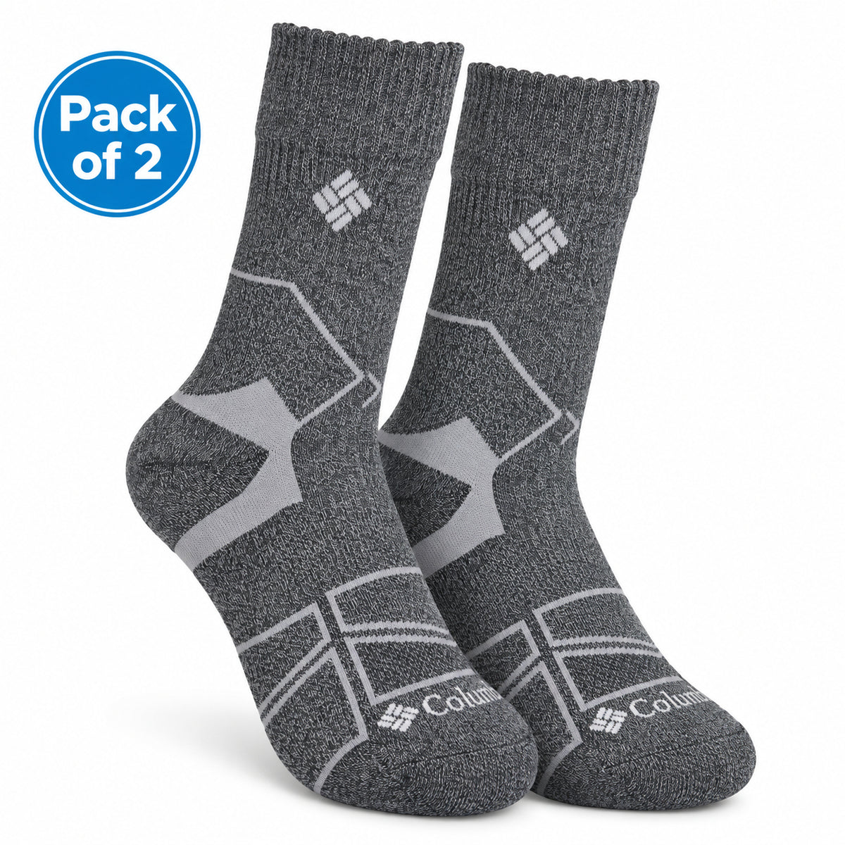 Columbia Men Grey Hike Crew Half Cush Socks Pack of 2 (Non Returnable)