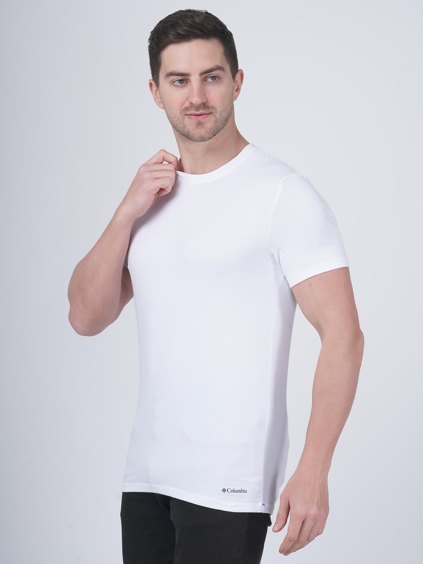 Columbia Men White 100% Pure Cotton Crew-Neck Tee Classic Fit 3 Pack Solid (Non Returnable)