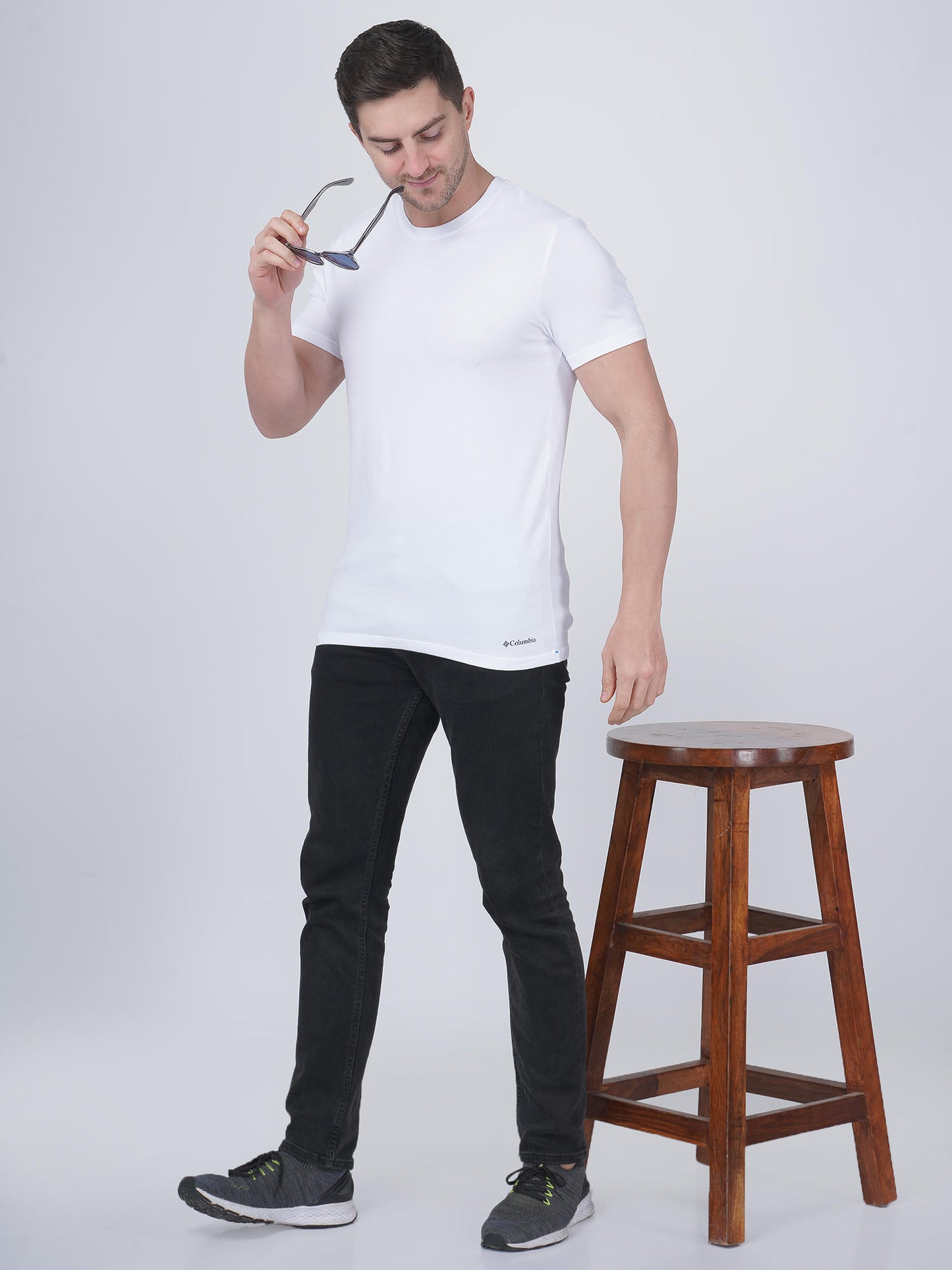 Columbia Men White 100% Pure Cotton Crew-Neck Tee Classic Fit 3 Pack Solid (Non Returnable)