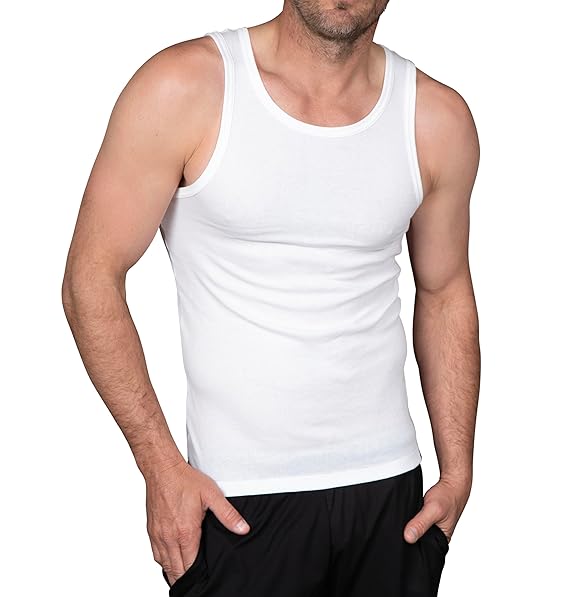 Columbia Men White A Frame Tank Vest - Pack of 4 (Non-Returnable)
