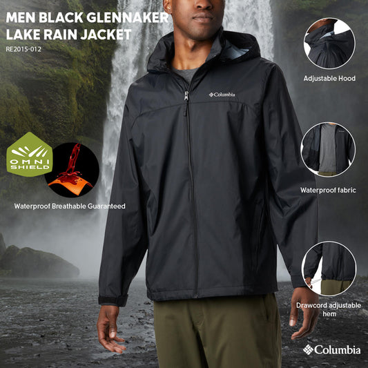 Columbia Men Black Glennaker Lake Rain Jacket