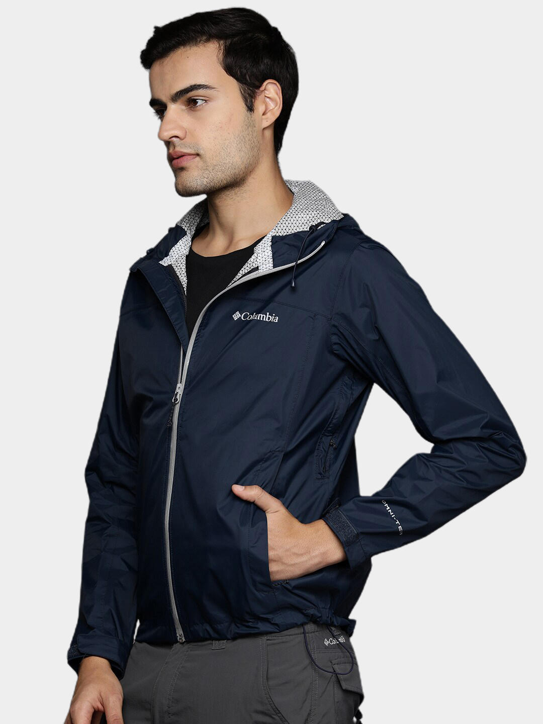 Columbia Men Navy Blue Evapouration Rain Jacket