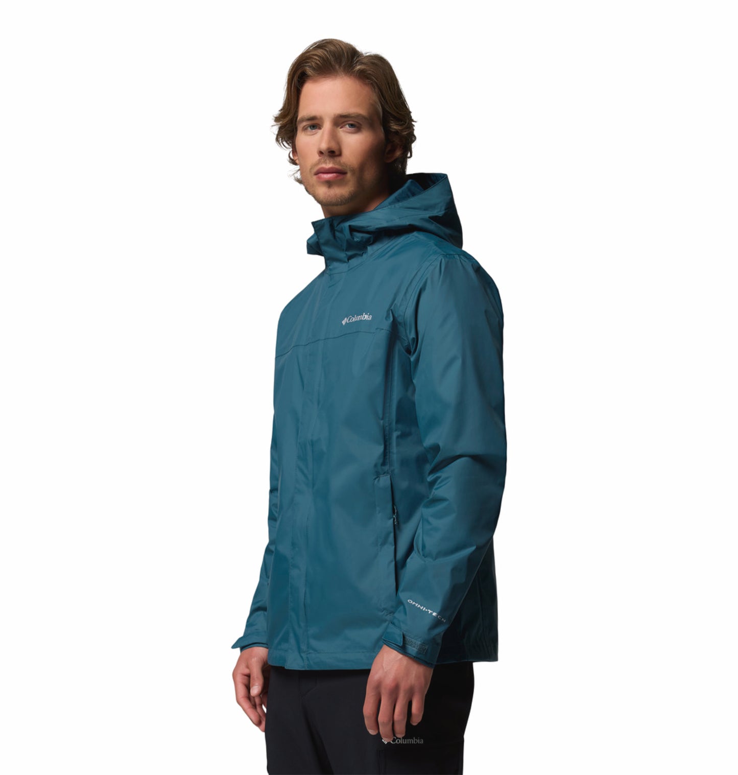Columbia Men's Blue Omni-Tech Watertight II Waterproof Hooded Rain Jacket