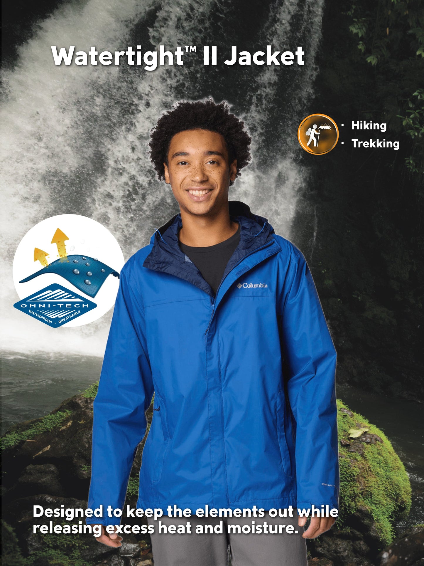 Columbia Men Blue Omni-Tech Watertight II Rain Jacket
