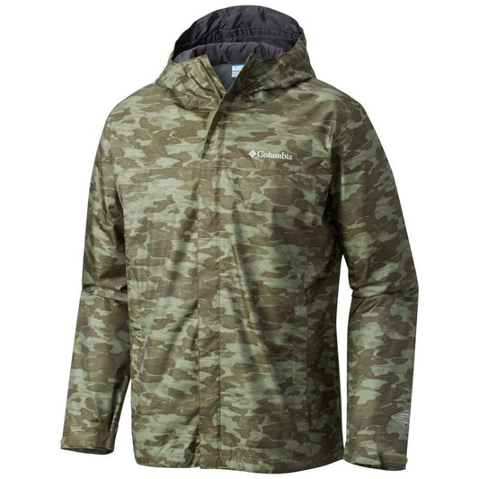 Columbia Men Olive Watertight Printed Rain Jacket