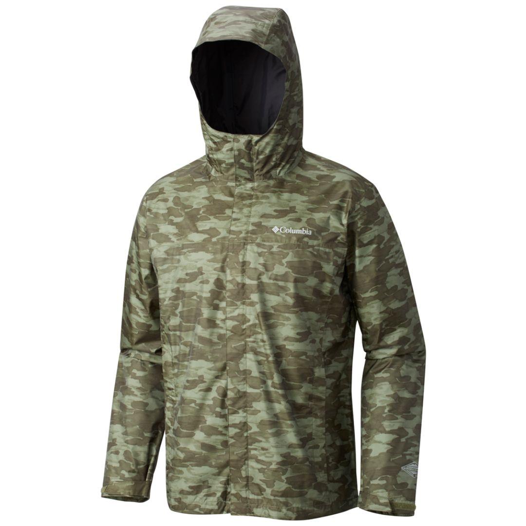 Columbia Men Olive Watertight Printed Rain Jacket