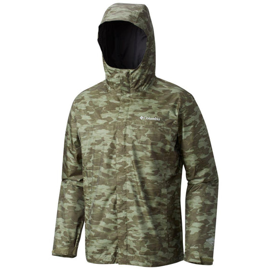 Columbia Men Olive Watertight Printed Rain Jacket