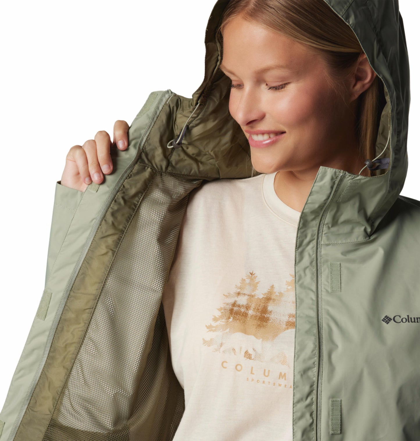 Columbia Womens Green Omni-Tech Arcadia II Rain Jacket