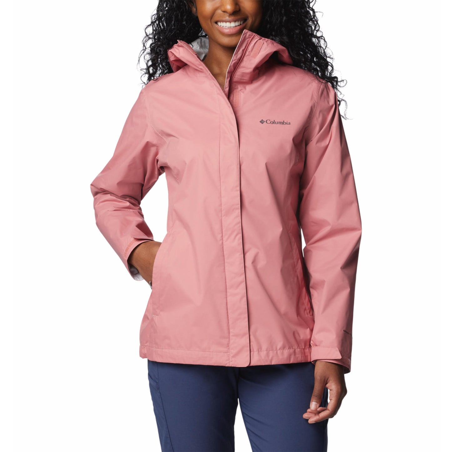 Columbia Women Pink Omni-Tech Arcadia II Hooded Rain Jacket (Waterproof)