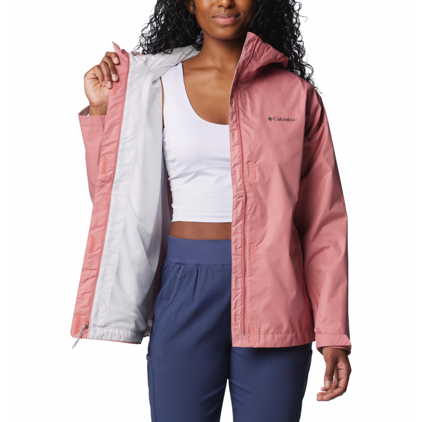 Columbia Women Pink Omni-Tech Arcadia II Hooded Rain Jacket (Waterproof)