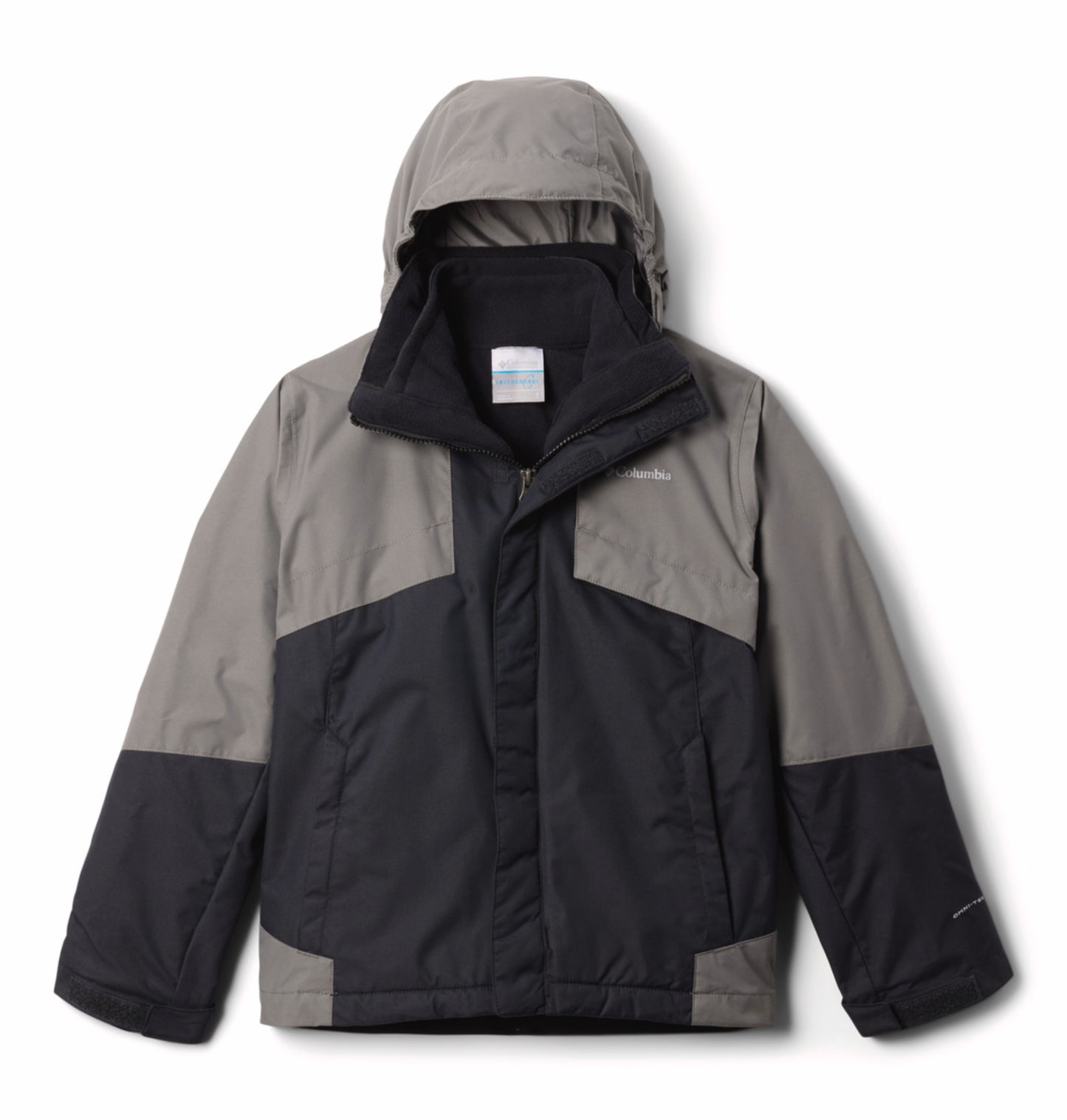 Columbia Kids Boys Black Omni-Heat Reflective Bugaboo III Fleece Hooded Interchange Jacket