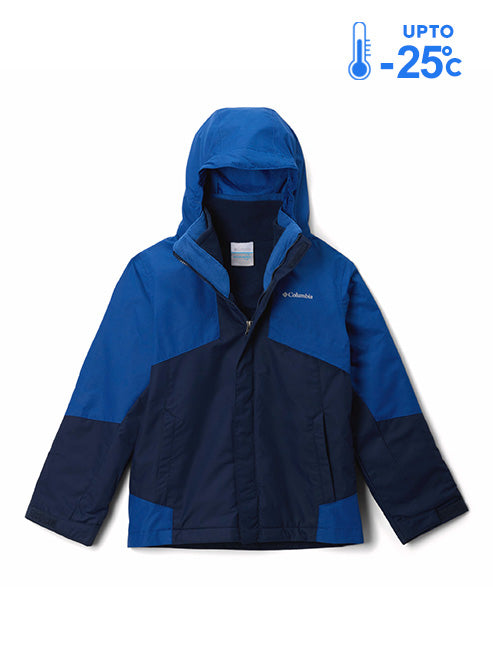 Columbia Kids Boys Navy Blue Omni-Heat Reflective Bugaboo III Fleece Hooded Interchange Jacket