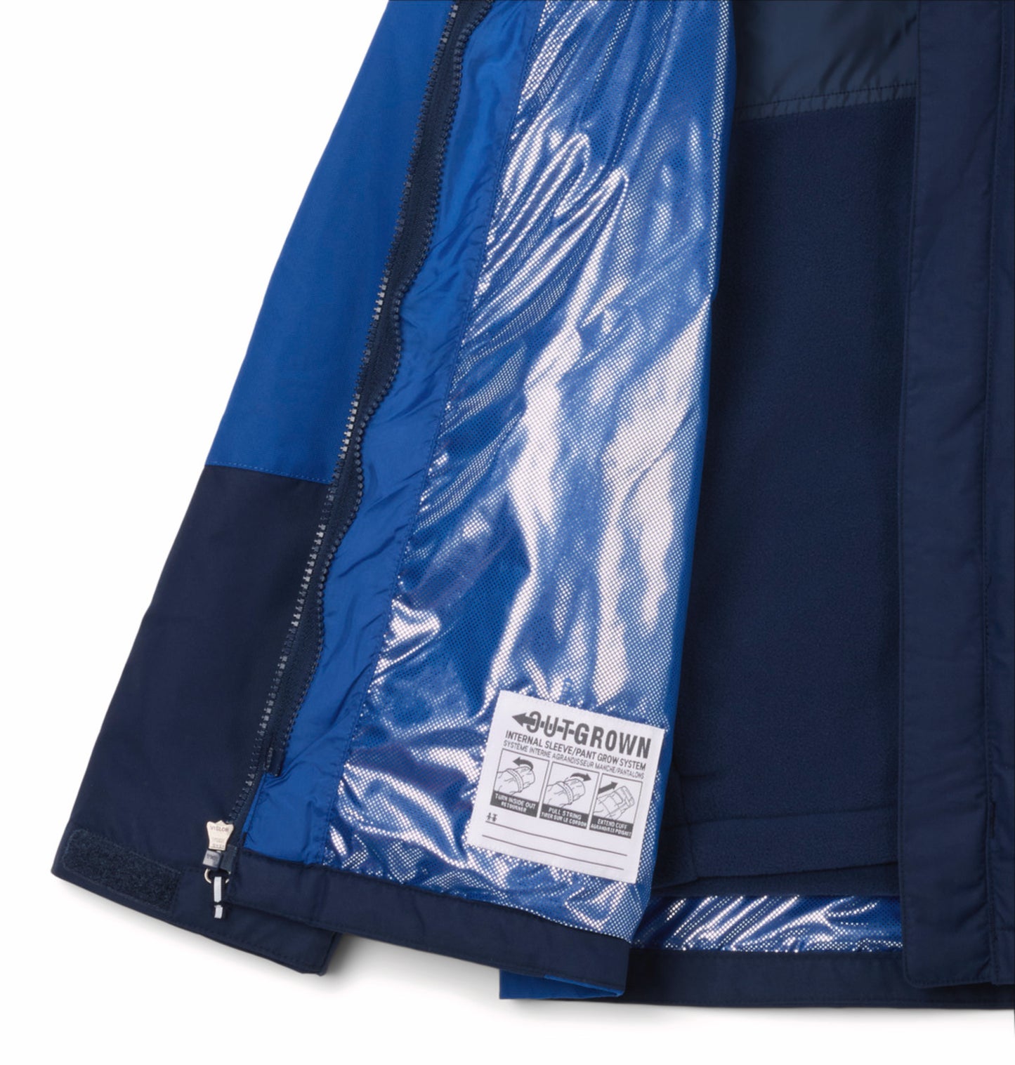 Columbia Kids Boys Navy Blue Omni-Heat Reflective Bugaboo III Fleece Hooded Interchange Jacket