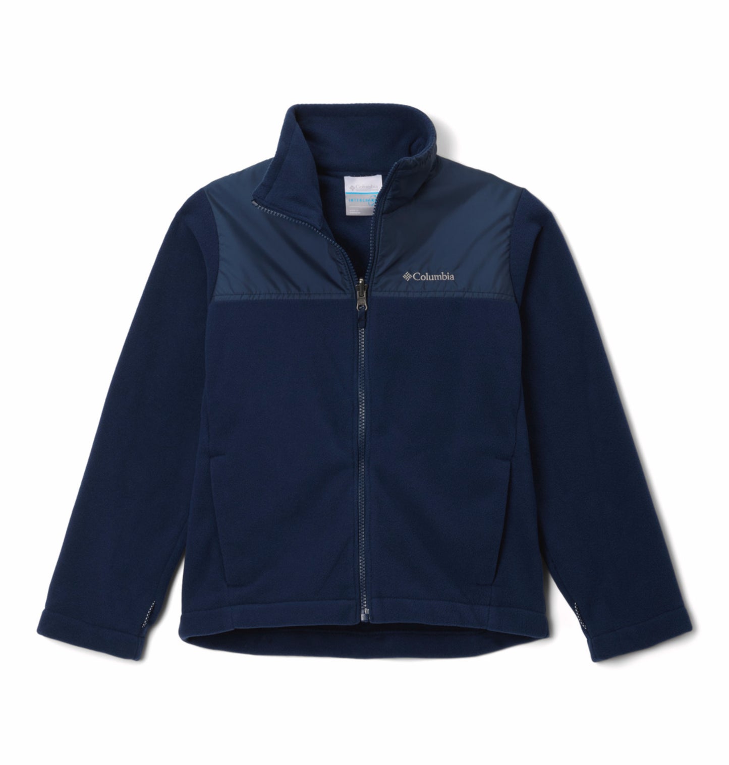 Columbia Kids Boys Navy Blue Omni-Heat Reflective Bugaboo III Fleece Hooded Interchange Jacket