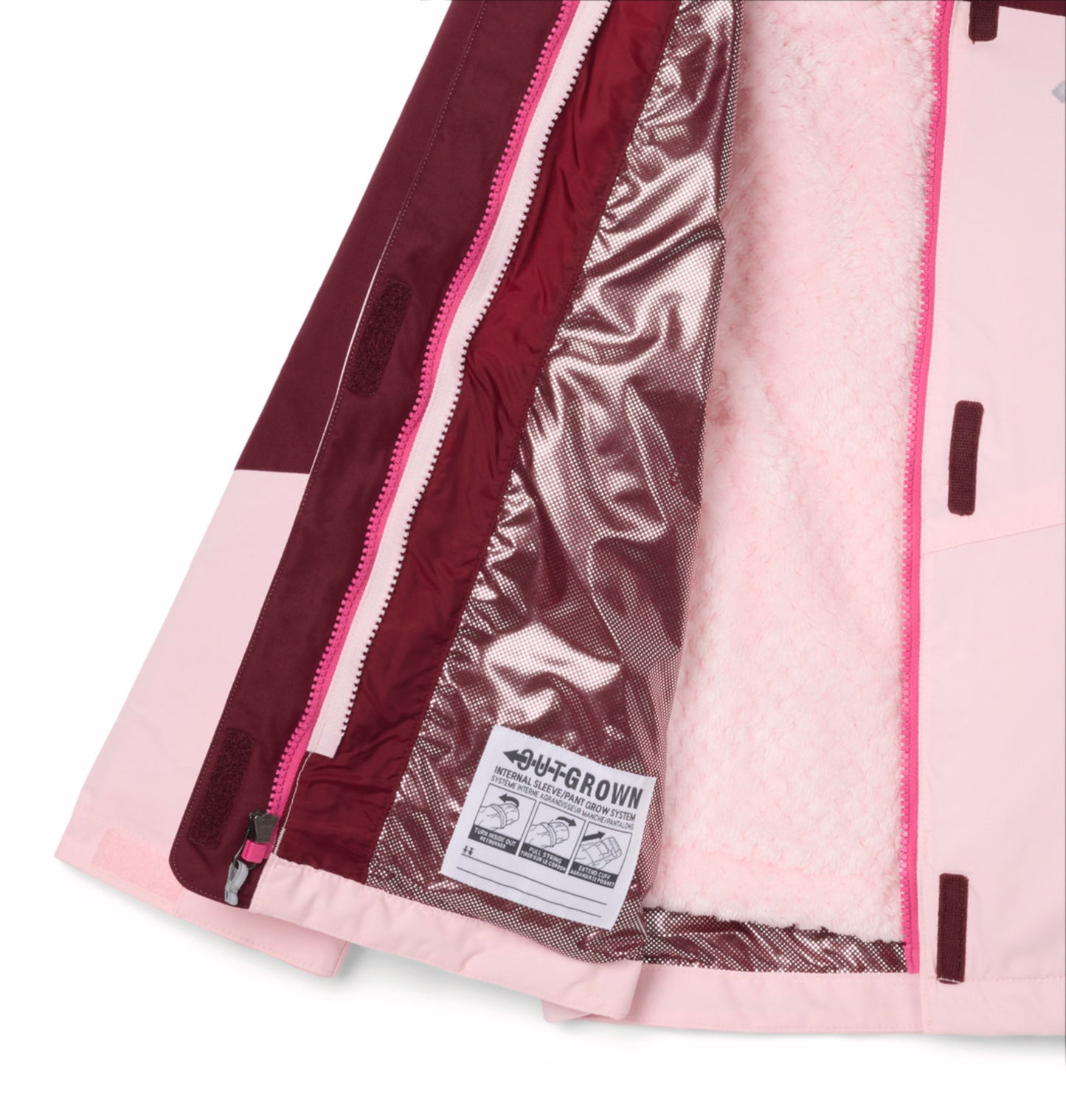 Columbia Kids Girls Pink Omni-Heat Reflective Bugaboo III Fleece Hooded Interchange Jacket