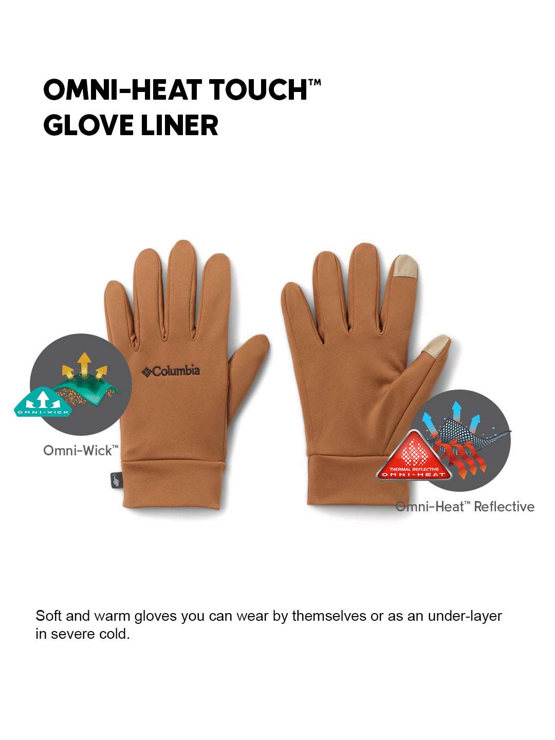 Columbia Unisex Tan OmniHeat Reflective Heat Touch Liner Gloves