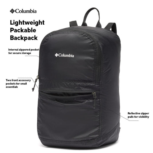 Columbia Unisex Black Lightweight Packable Backpack 19 L