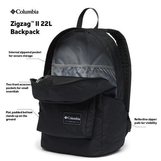 Columbia Unisex Black Zigzag II Backpack 22 L
