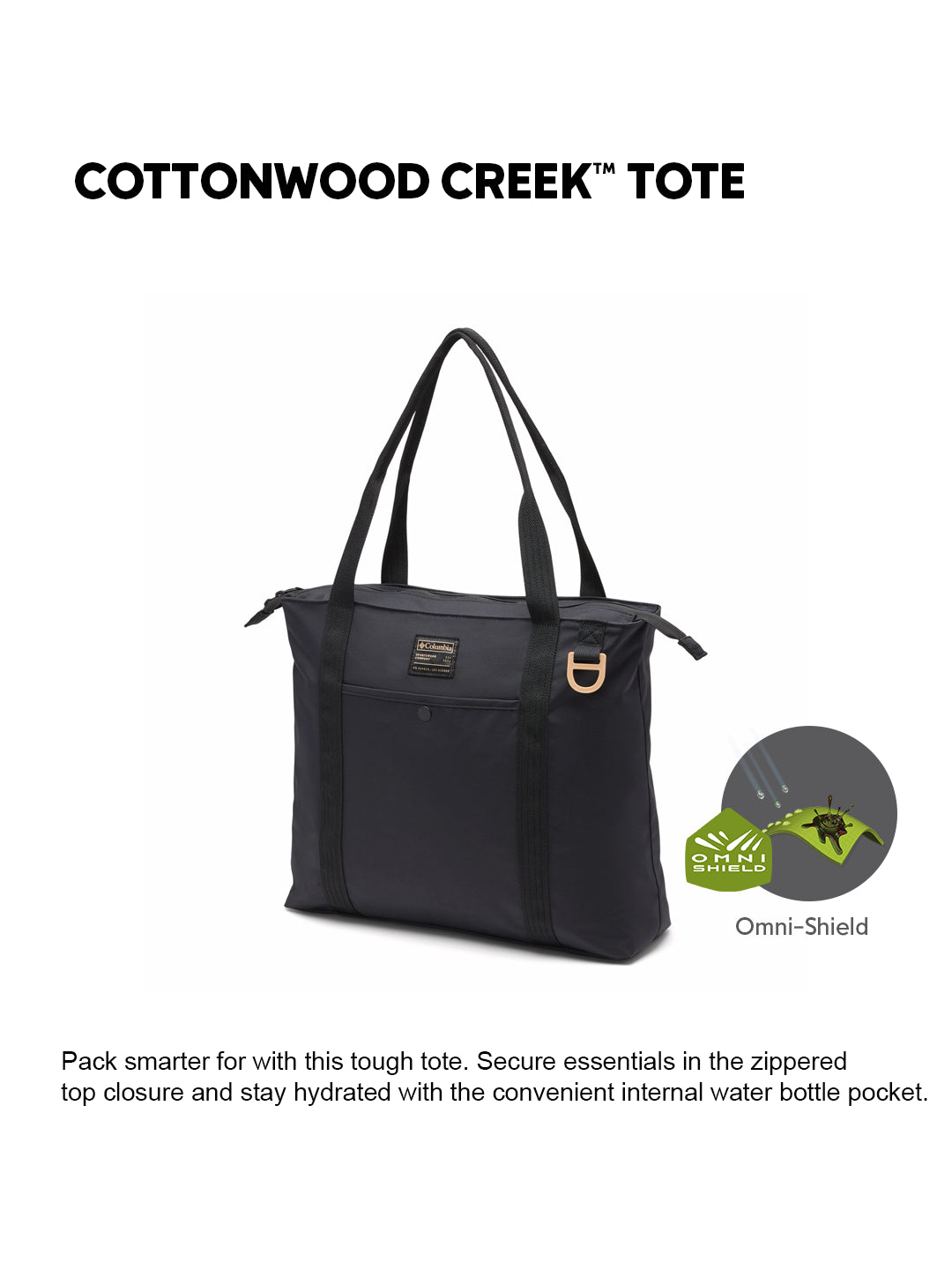 Columbia Unisex Black Omni-Shield Cottonwood Creek Tote Bag